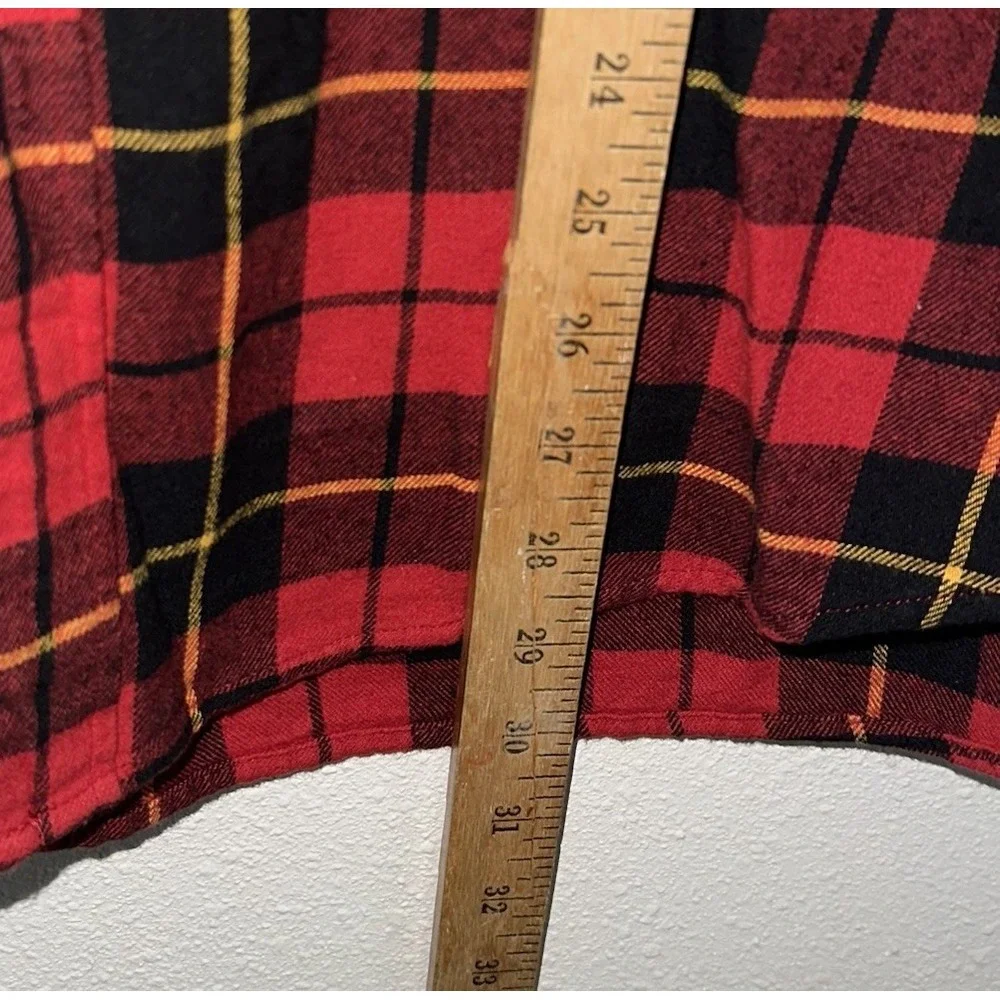 New J.Crew Plaid Flannel Shirt Mens Large Long Sleeve Button‎ Up Red Black
